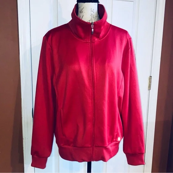 IZOD Full Zip Track Jacket Red Tennis Golf AthleticWear Athleisure Sz XLarge - Picture 2 of 9